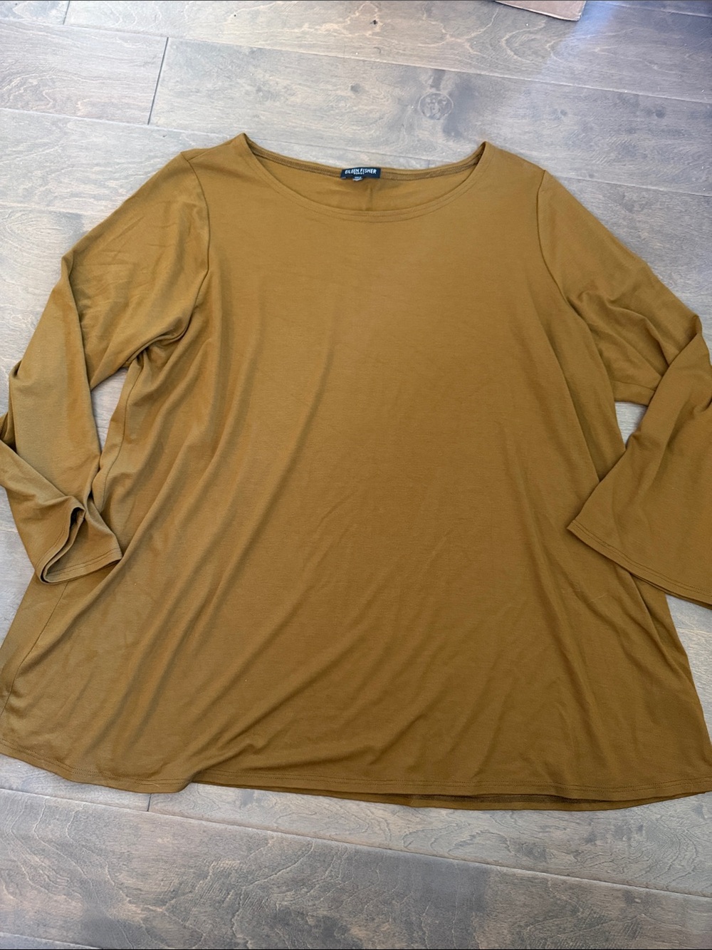 Eileen Fisher Women's Mustard/Brown Bell-Sleeve Swing Tunic